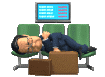 Businessman sleeping at airport