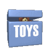 Teddy Peeking Out of Toy Box